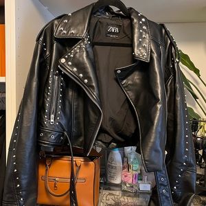 Zara Studded Faux Leather Jacket